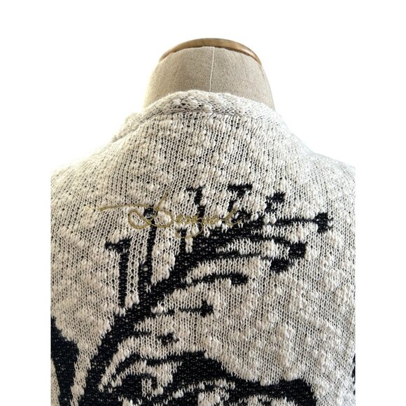 Desigual Womens Sz M Floral Open Front Mykonos Cardigan With Gold Sequin Accents - Picture 9 of 15